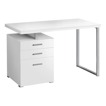 Monarch Specialties Computer Desk, Home Office, Laptop, Left, Right Set-up, Storage Drawers, 48"L, Work, Metal, White I 7027
